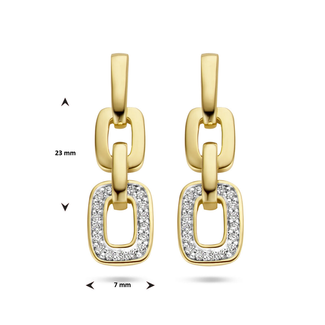 oorhangers schakel diamant 0.13ct (2x 0.065ct) h si 14K geelgoud