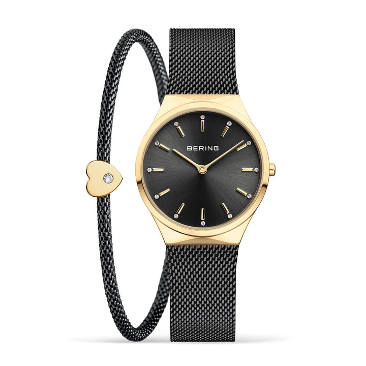 bering dames horloge zwarte wijzerplaat - 12131-132-GWP