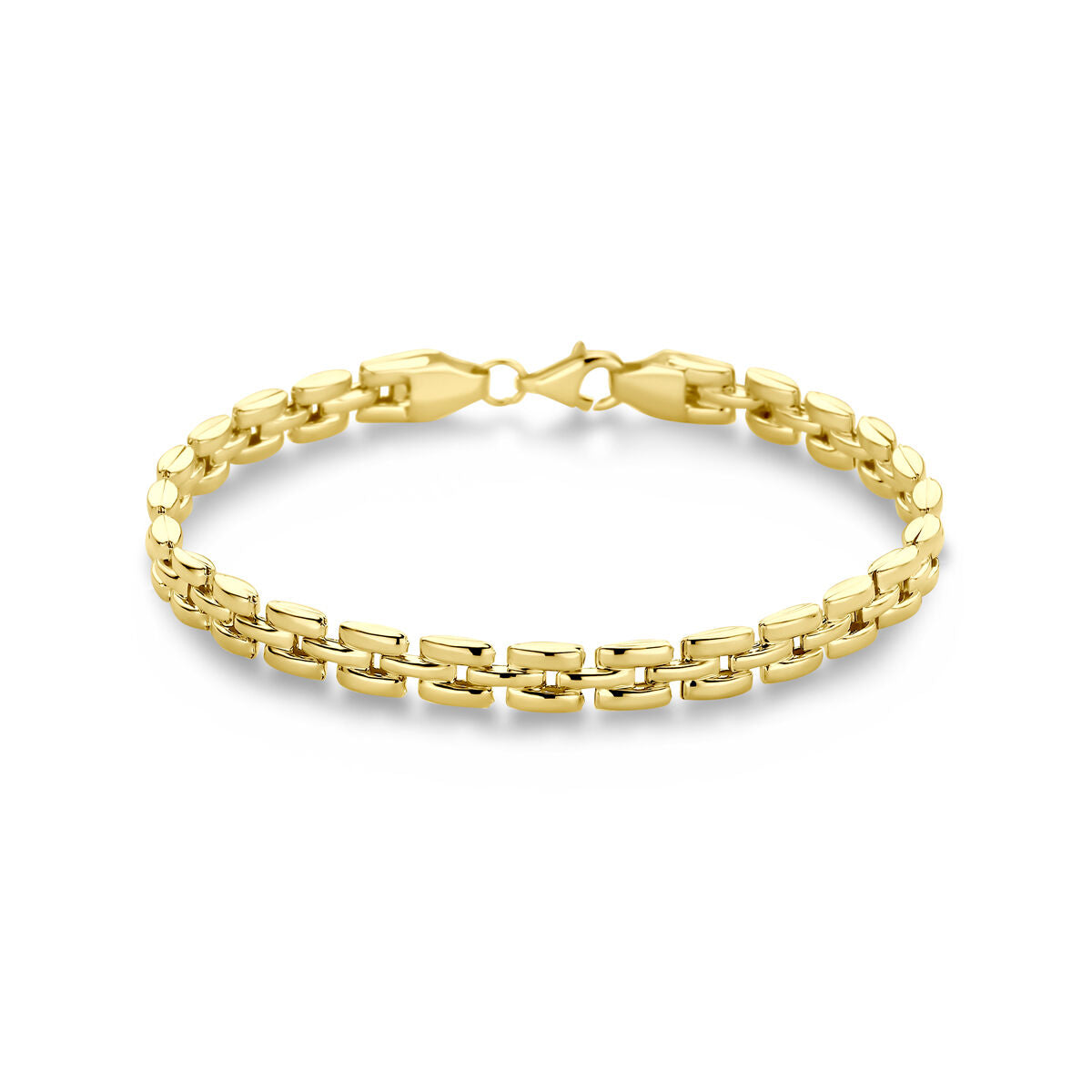 Bracelet en or jaune 14K avec maillon panthère de 5,3 mm, longueur de 19 cm.