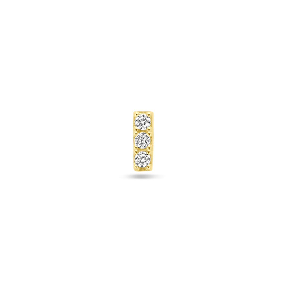 Piercing en or jaune 14K avec trois zircons de 5 mm.