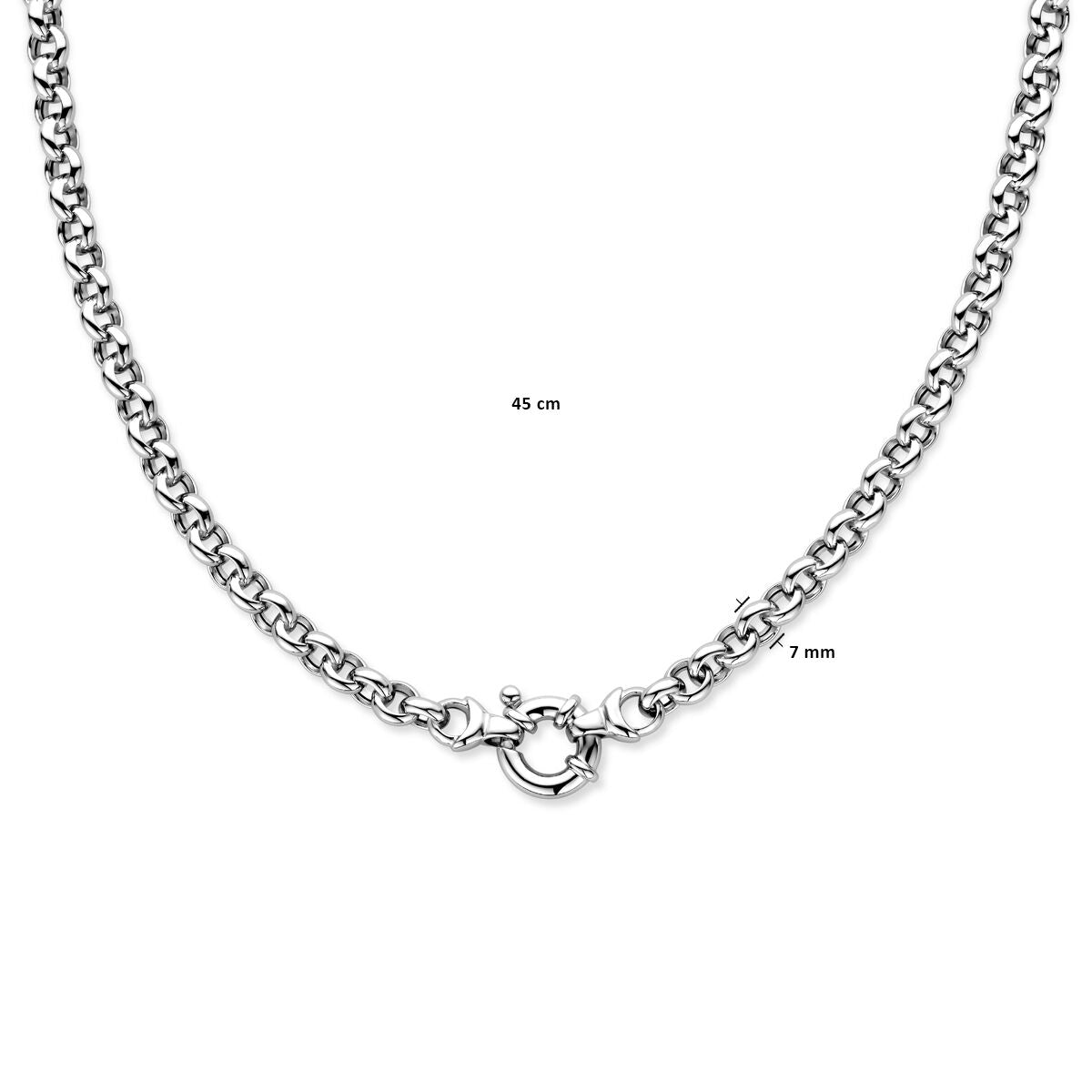 collier jasseron 7 mm avec grand fermoir argent rhodié