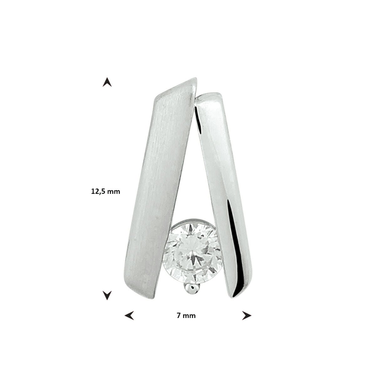 hanger zirkonia poli/mat zilver gerhodineerd