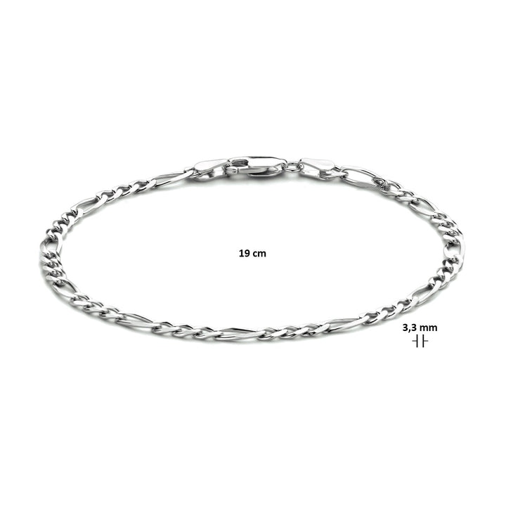 figaro 3,3 mm zilver gerhodineerd