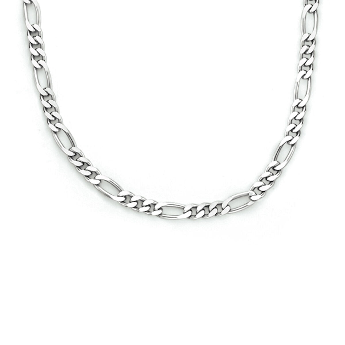 collier en argent rhodié de type figaro, maillons alternés de 2,2 mm.