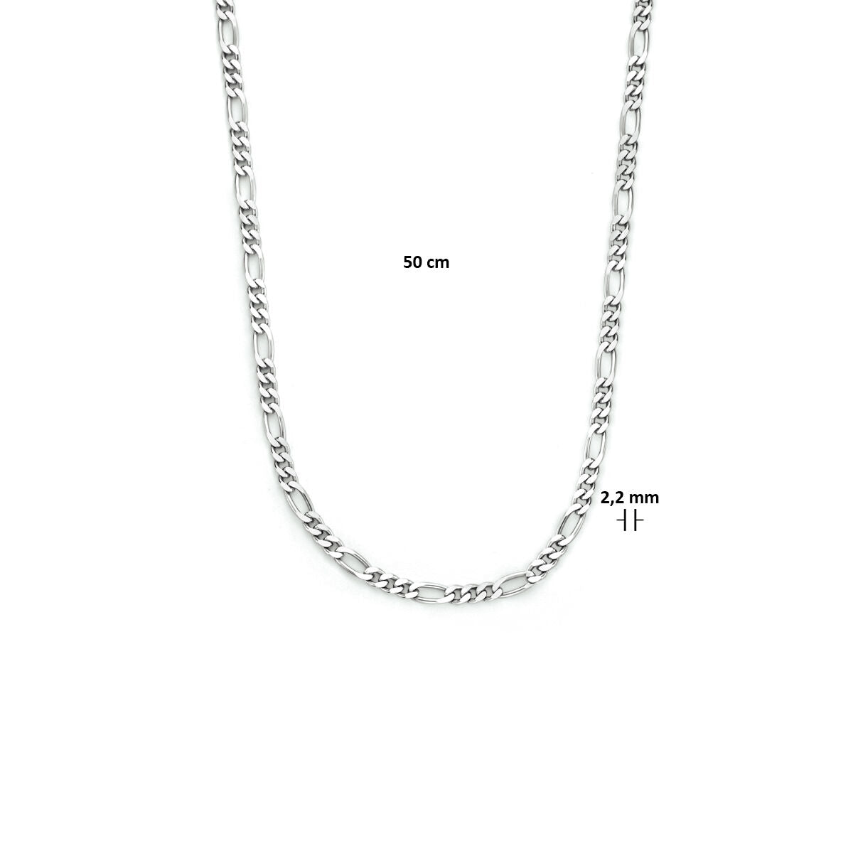 collier figaro 2,2 mm argent rhodié