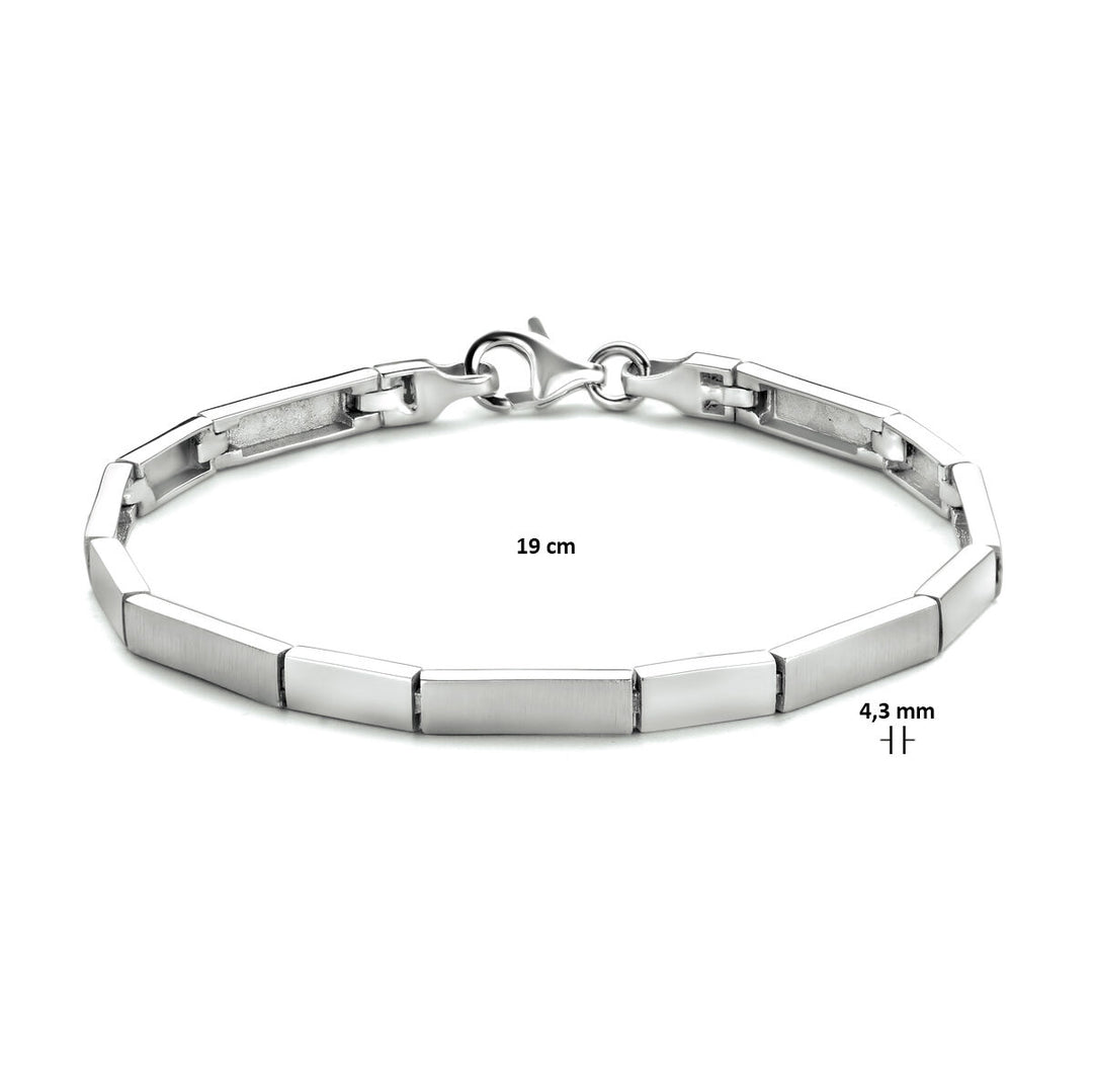 armband 4,3 mm 19 cm poli/mat zilver gerhodineerd