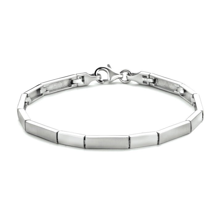 armband 4,3 mm 19 cm poli/mat zilver gerhodineerd