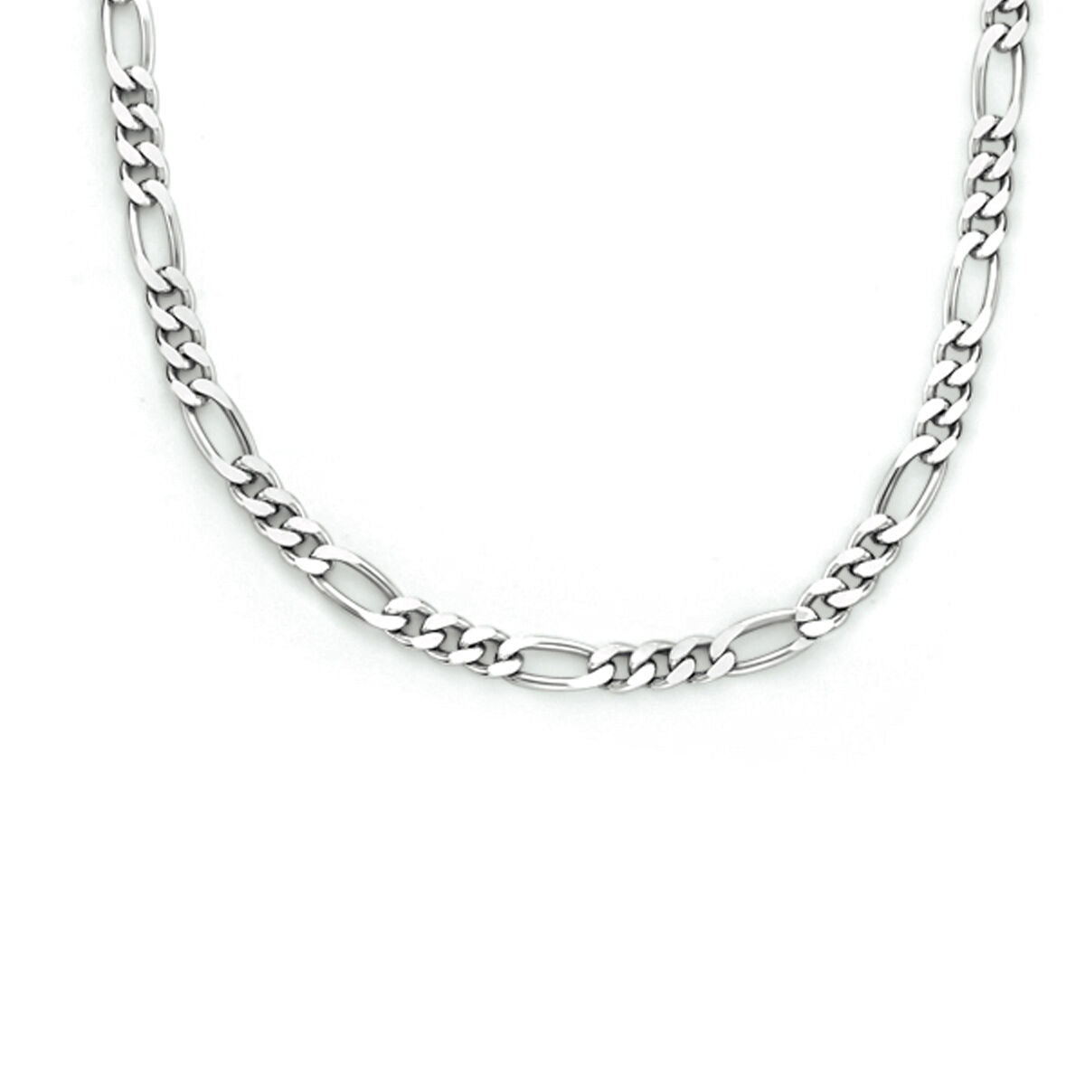 collier en argent rhodié avec maillons figaro de 2,2 mm