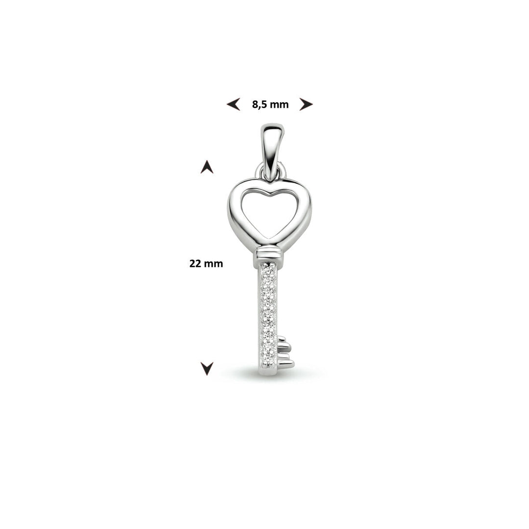 hanger sleutel zirkonia zilver gerhodineerd