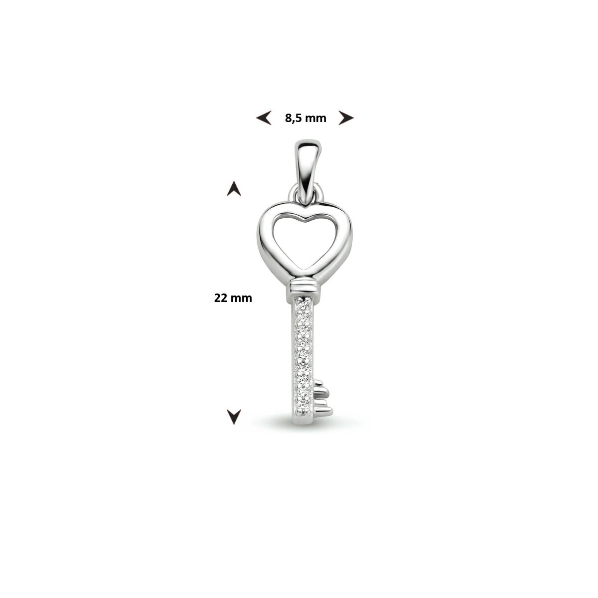 pendentif clé zircone argent rhodié