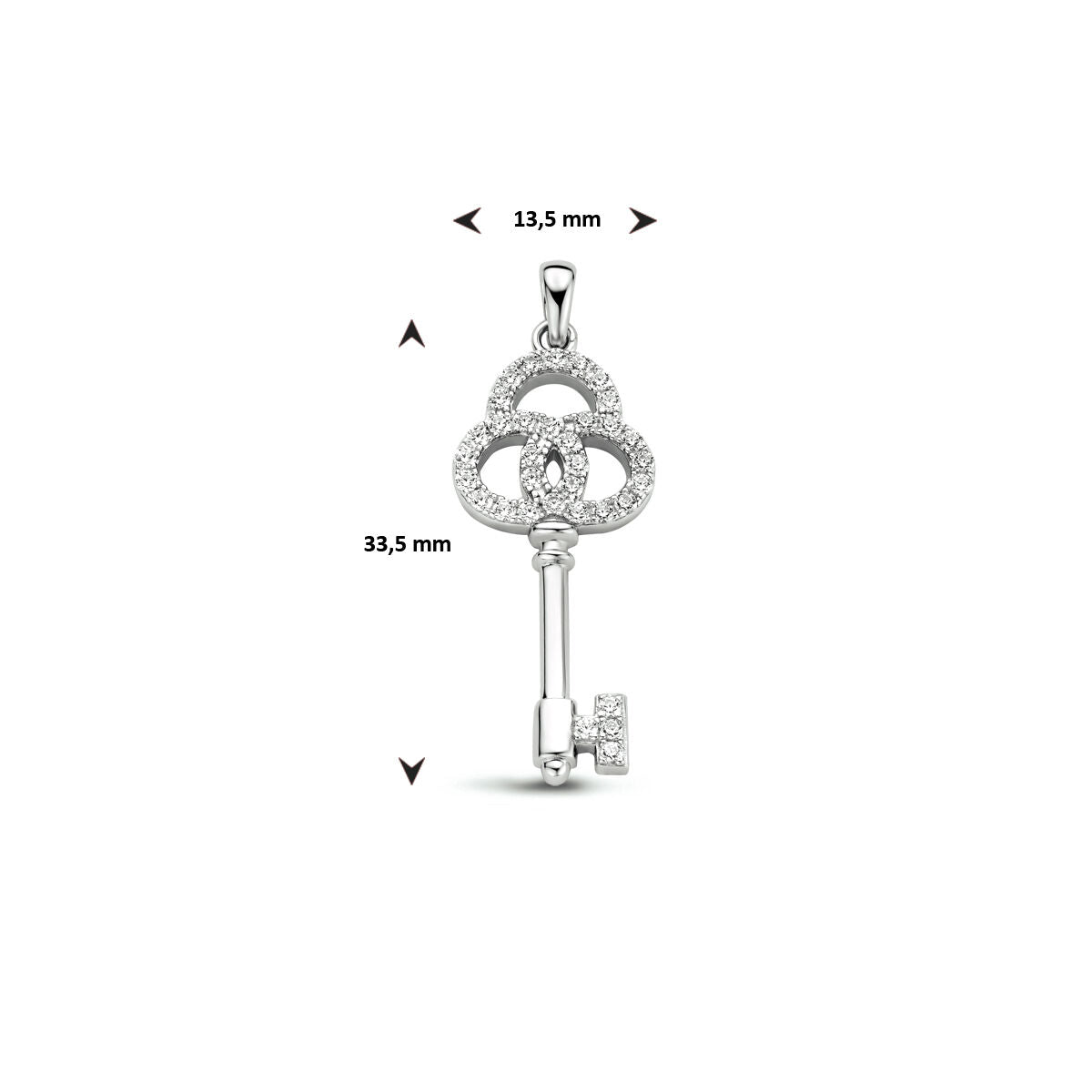 pendentif clé zircone argent rhodié