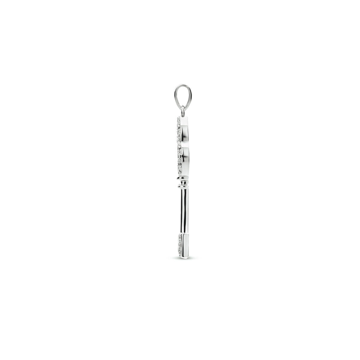 pendentif clé zircone argent rhodié