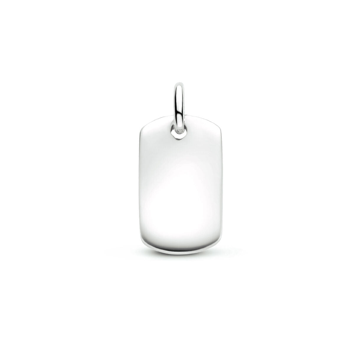 pendentif en argent rhodié, forme rectangulaire avec finition lisse.
