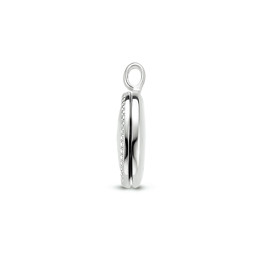 medaillon ovaal bolletjes zilver gerhodineerd