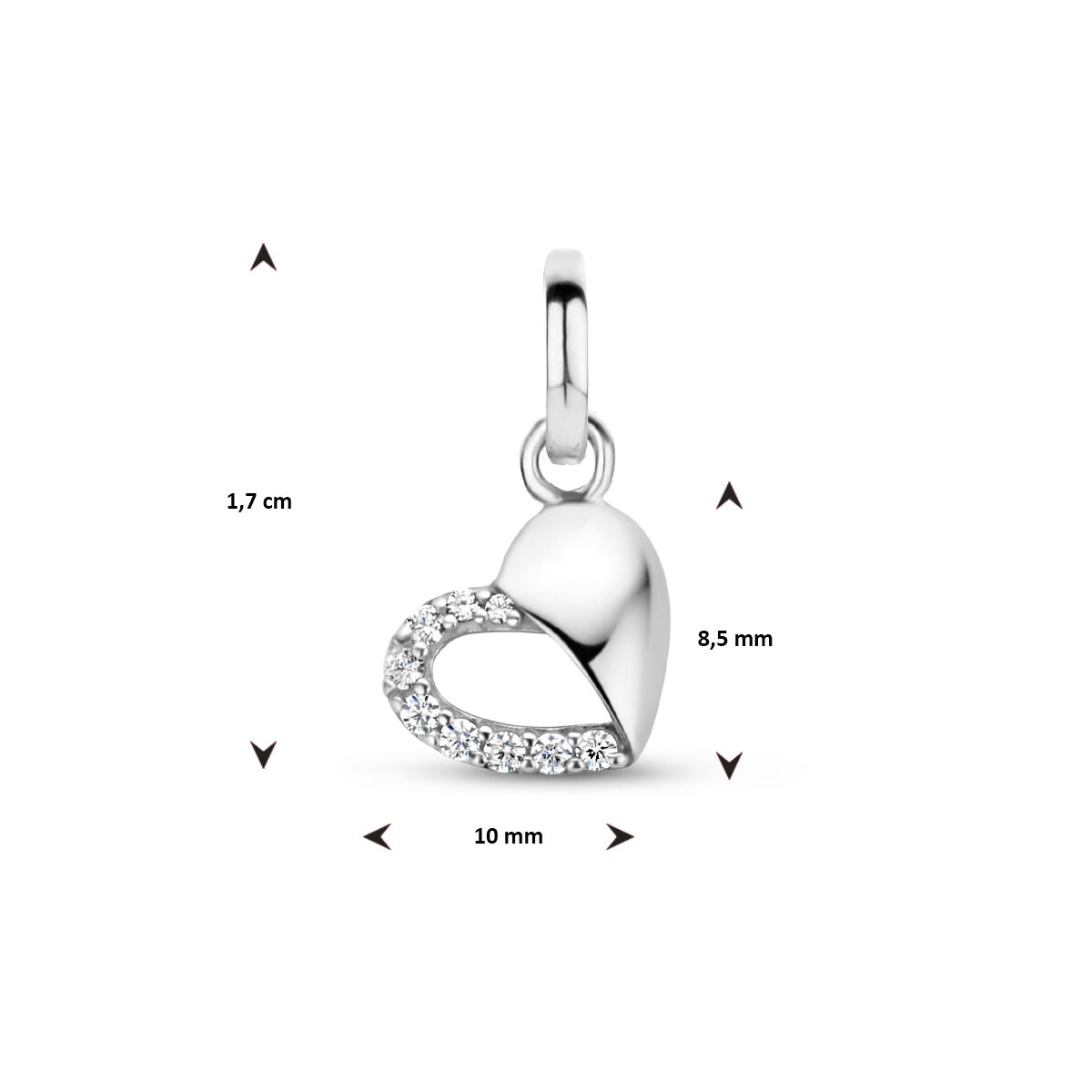 pendentif cœur zircone argent rhodié