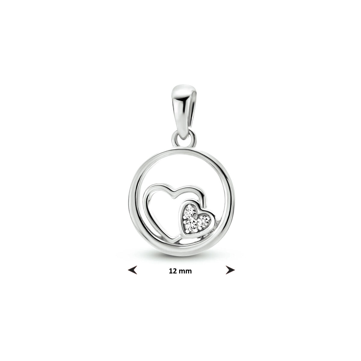 pendentif cœurs zircone argent rhodié