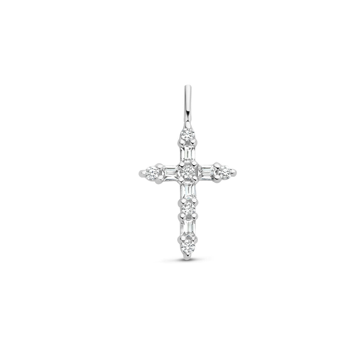 pendentif croix zircone argent rhodié