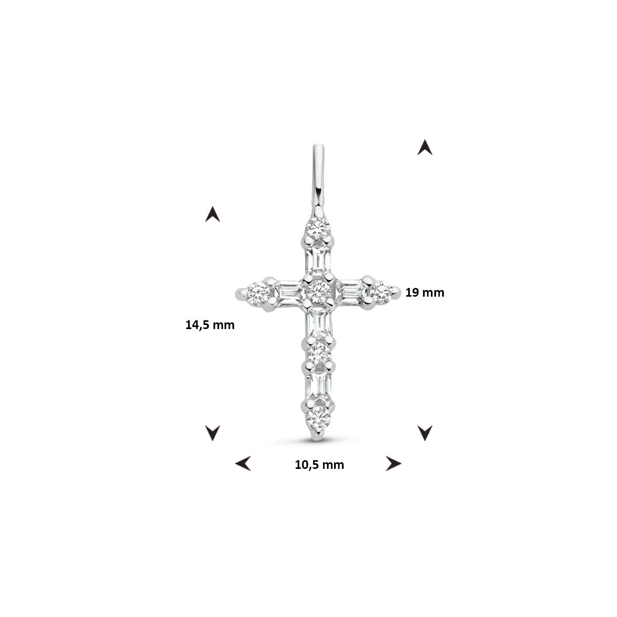 pendentif croix zircone argent rhodié