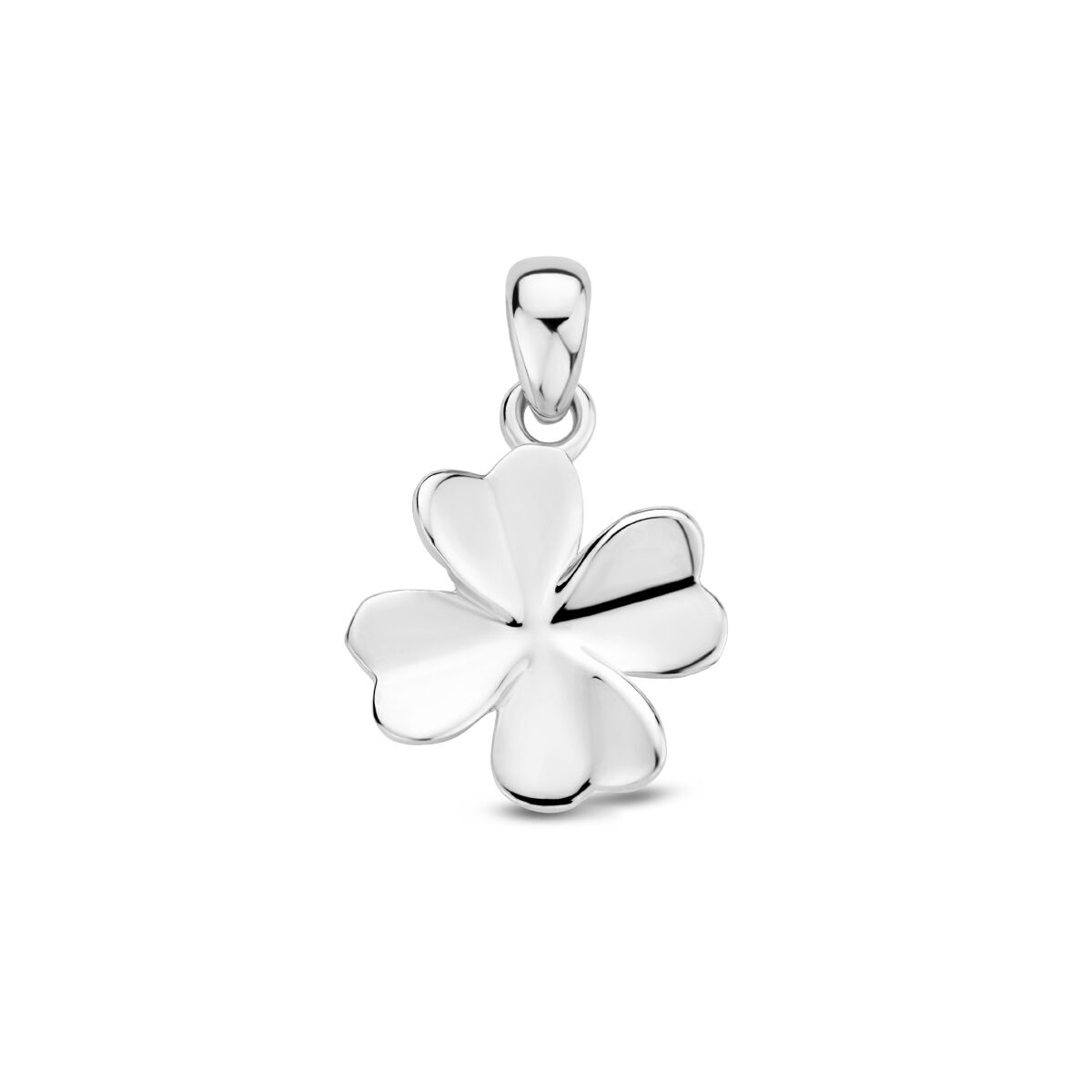 pendentif en forme de trèfle en argent rhodié.