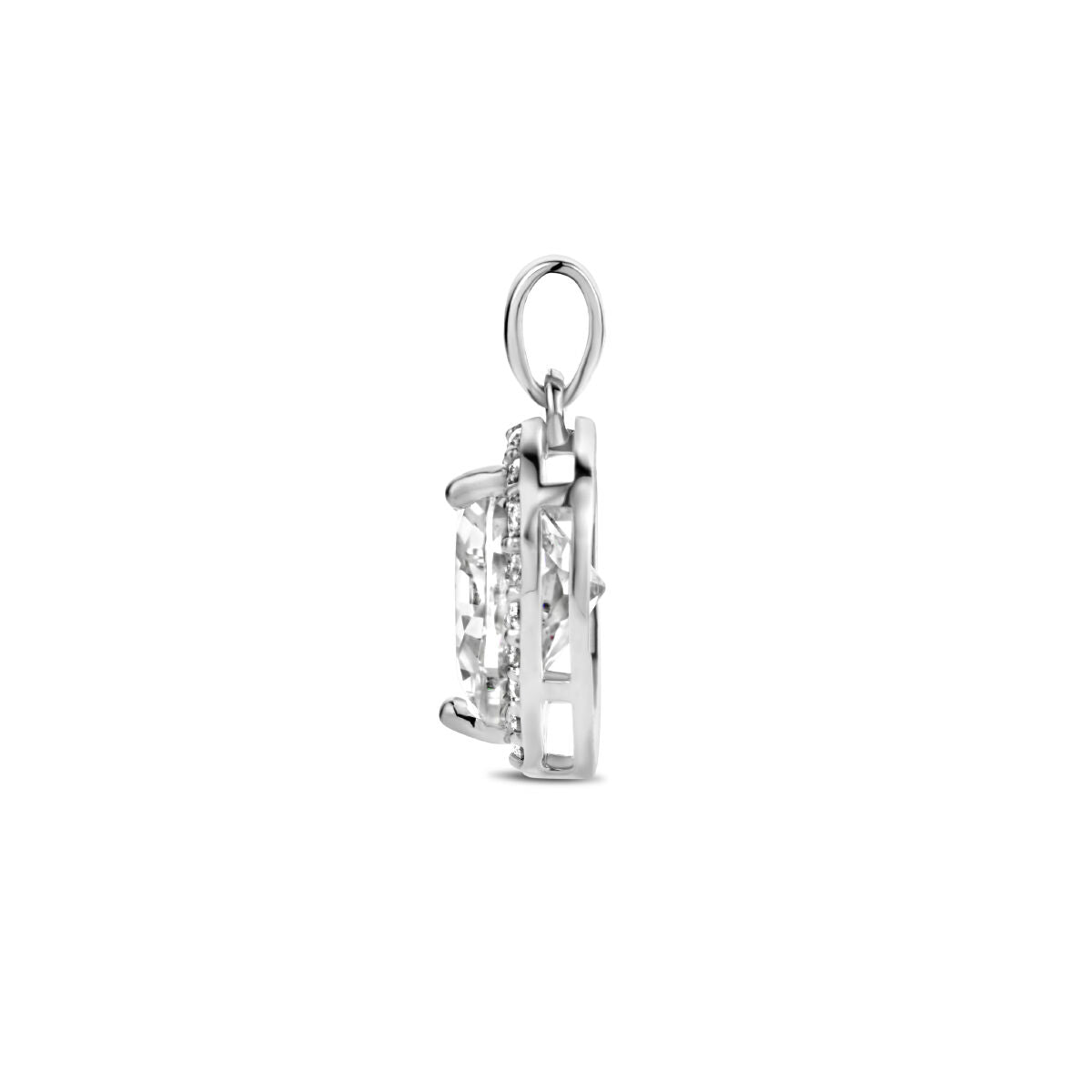 pendentif cœur zircone halo argent rhodié