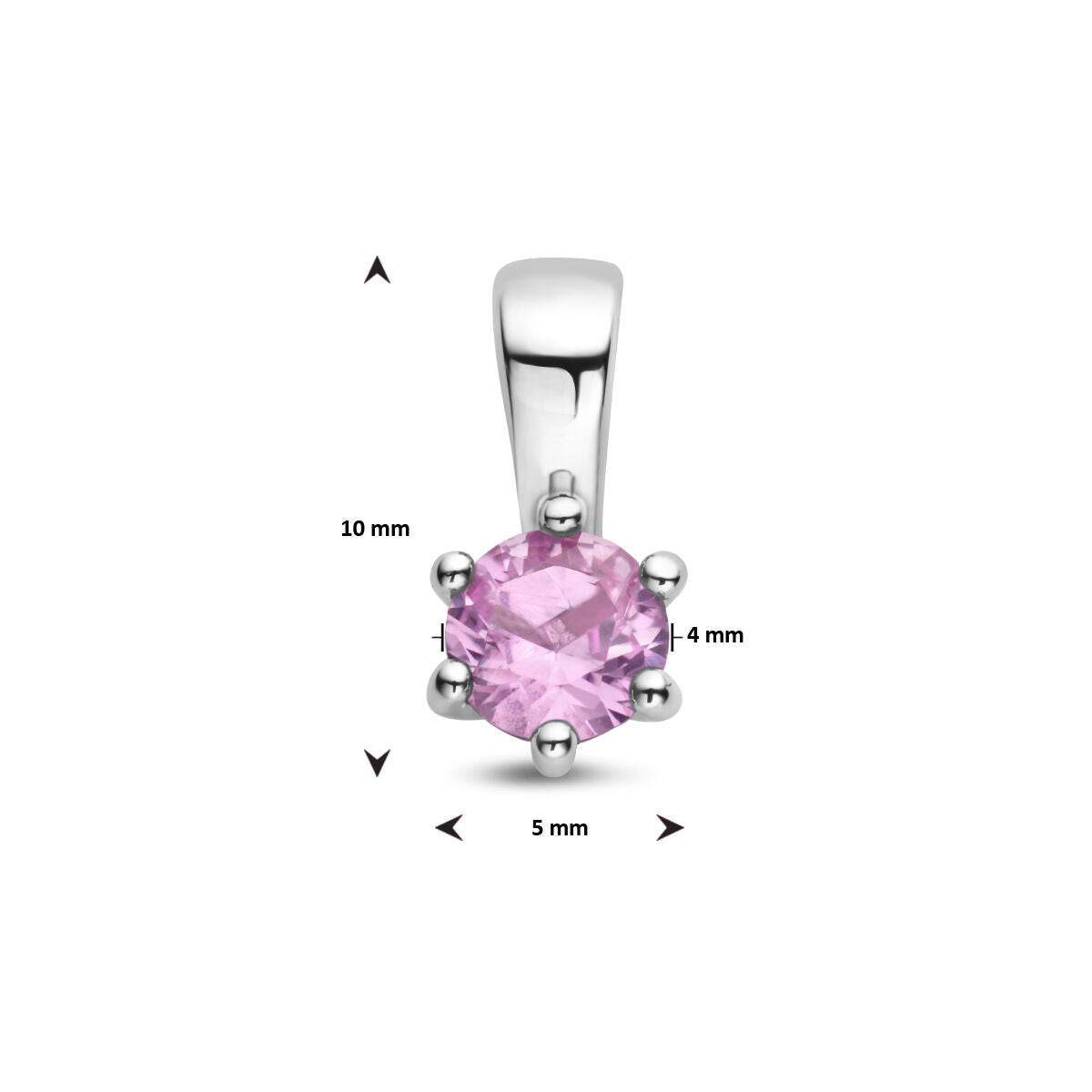 pendentif avec pierre de naissance synthétique argent rhodié