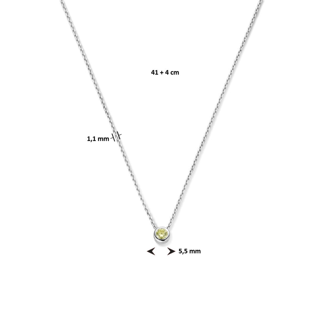 collier met geboortesteen zirkonia 41 + 4 cm zilver gerhodineerd