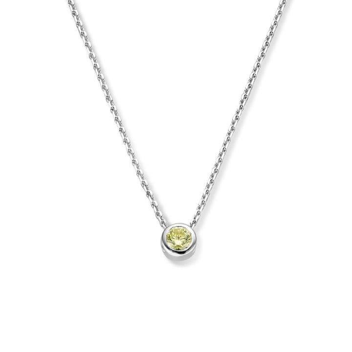 collier met geboortesteen zirkonia 41 + 4 cm zilver gerhodineerd