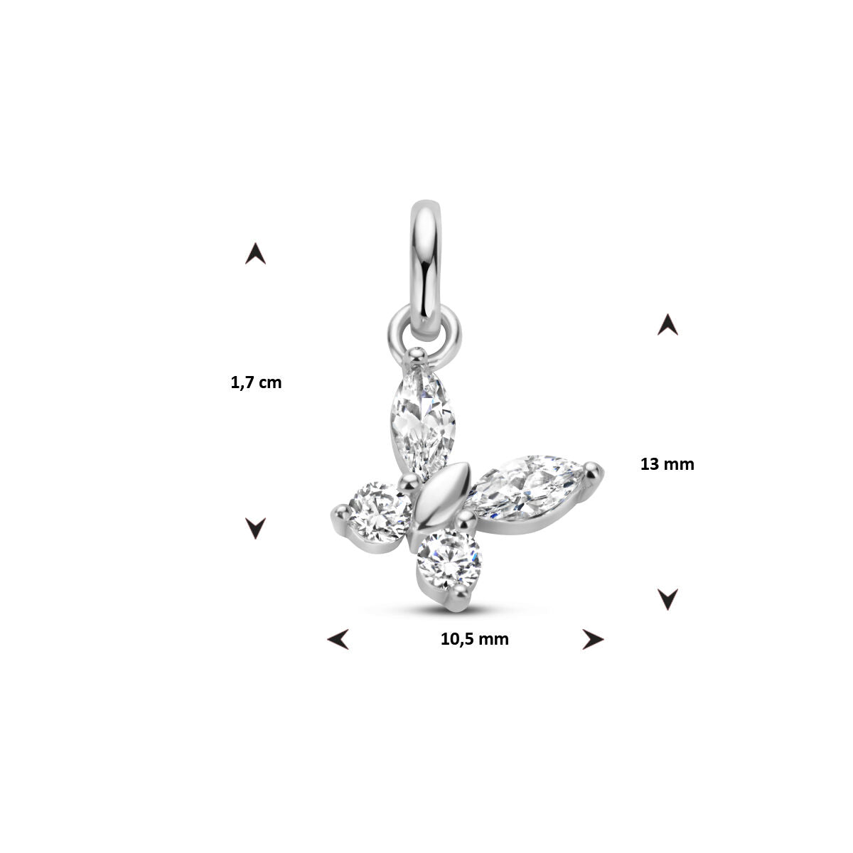 pendentif papillon zircone argent rhodié