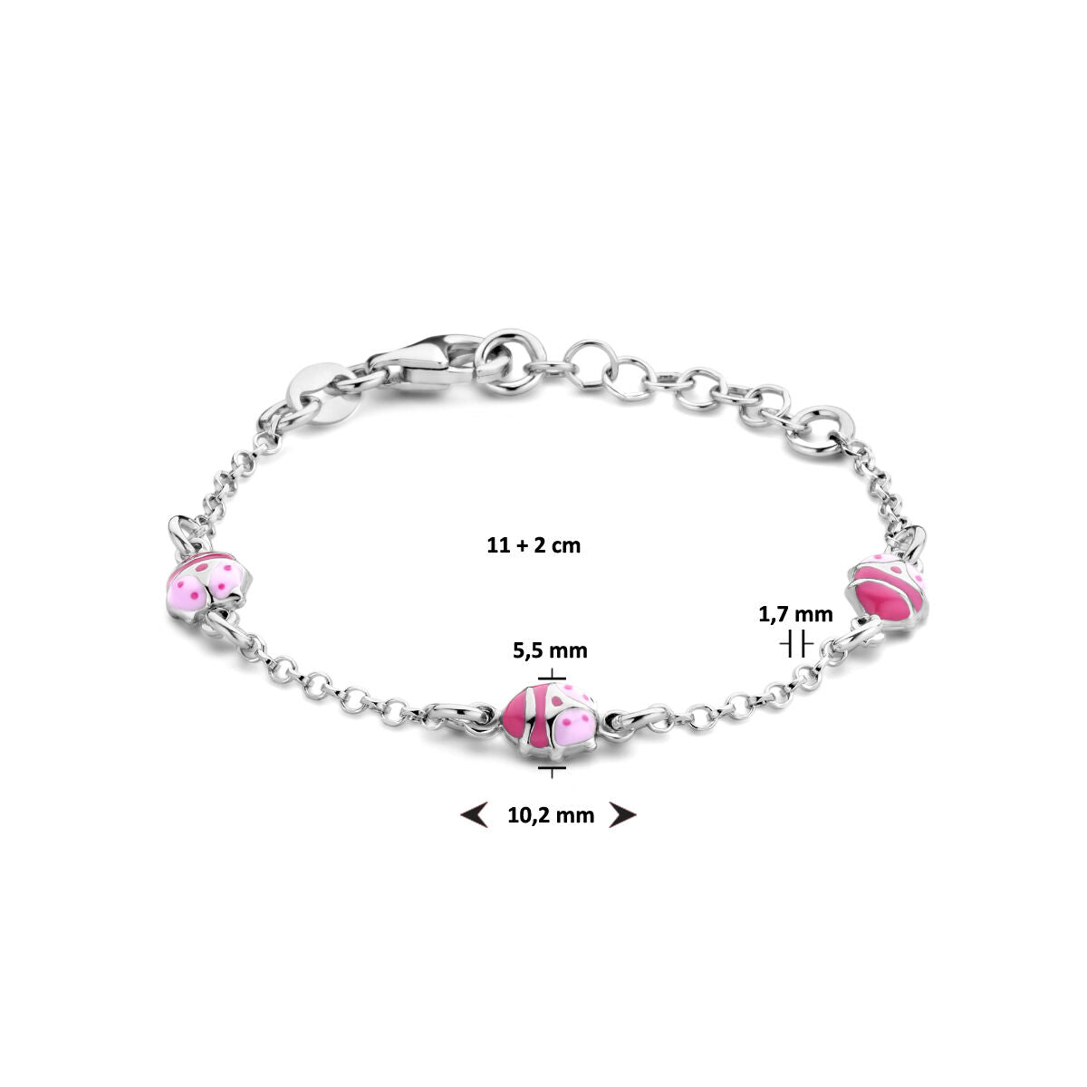 bracelet coccinelle 11 + 2 cm argent rhodié