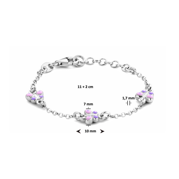 armband vlinders 11 + 2 cm zilver gerhodineerd