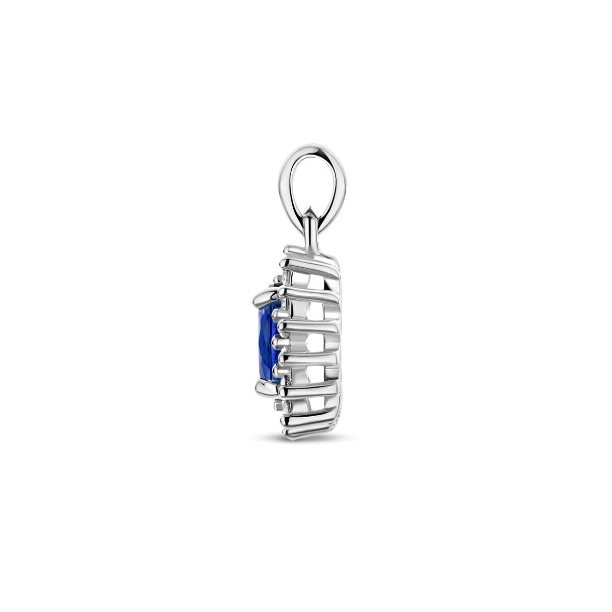 pendentif synth. saphir et zircone halo argent rhodié