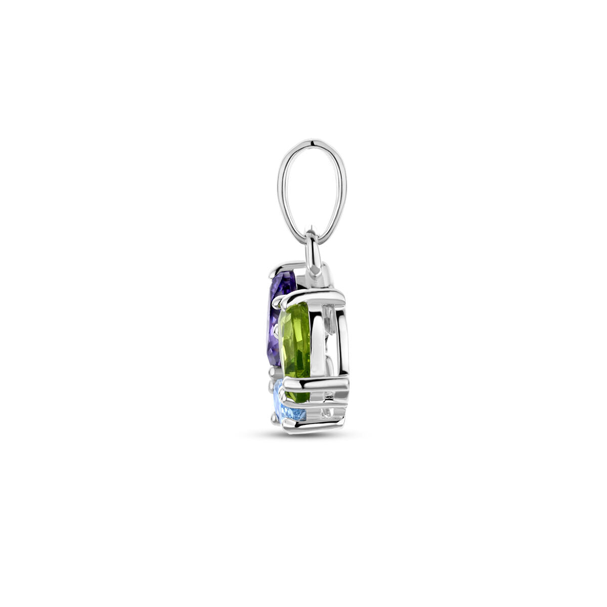 pendentif zircone et pierres précieuses synthétiques argent rhodié