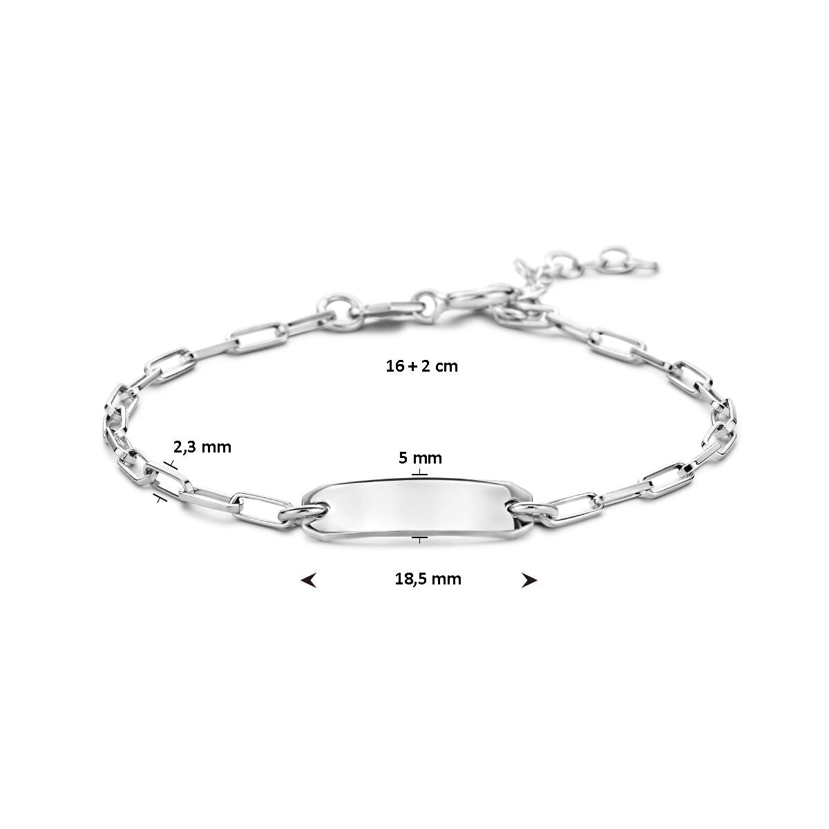 bracelet à graver 16 + 2 cm plaque 5,0 mm argent rhodié