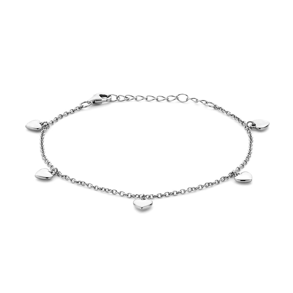 bracelet cœurs 13 + 3 cm argent rhodié