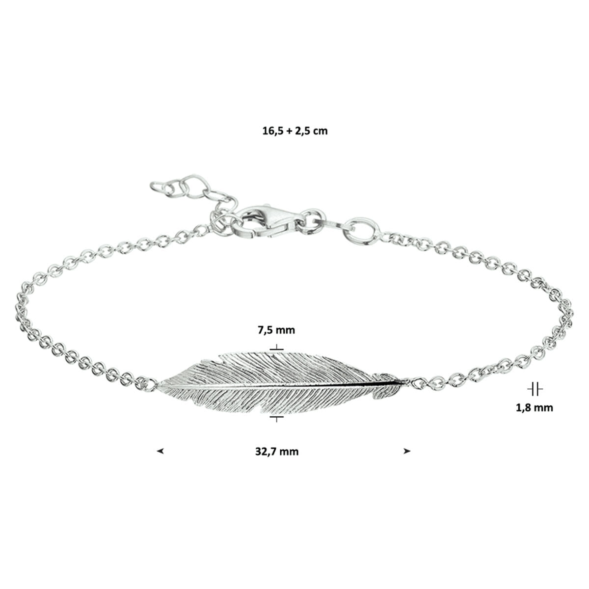 bracelet ressort 16,5 + 2,5 cm argent rhodié