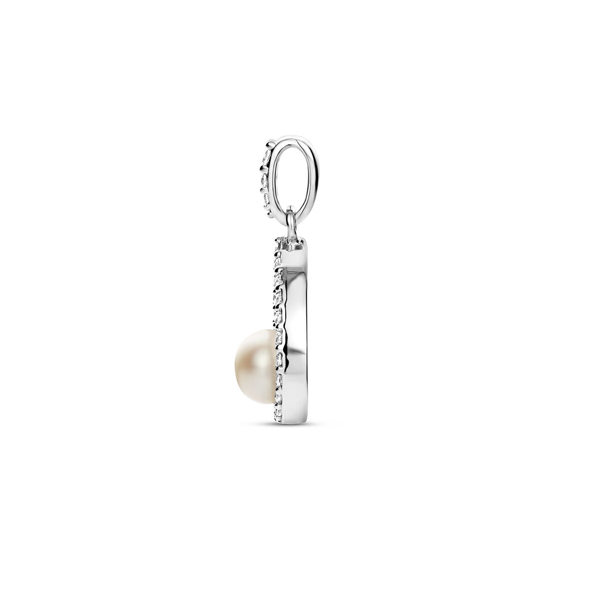 pendentif perle et zircone argent rhodié