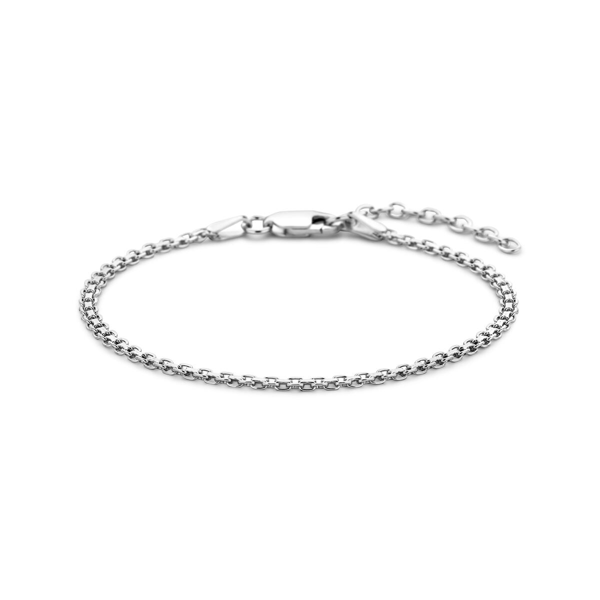 Bracelet Bismarck en argent rhodié de 2,4 mm, longueur de 16 + 3 cm, avec maillons ronds.