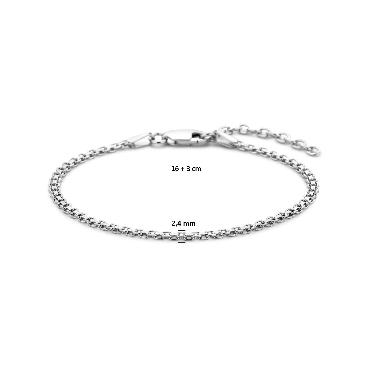 bracelet bismarck 2,4 mm 16 + 3 cm argent rhodié