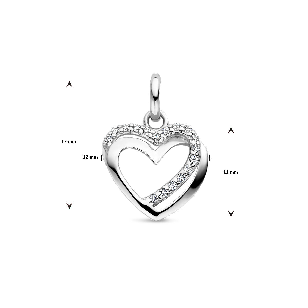 pendentif cœur zircone argent rhodié