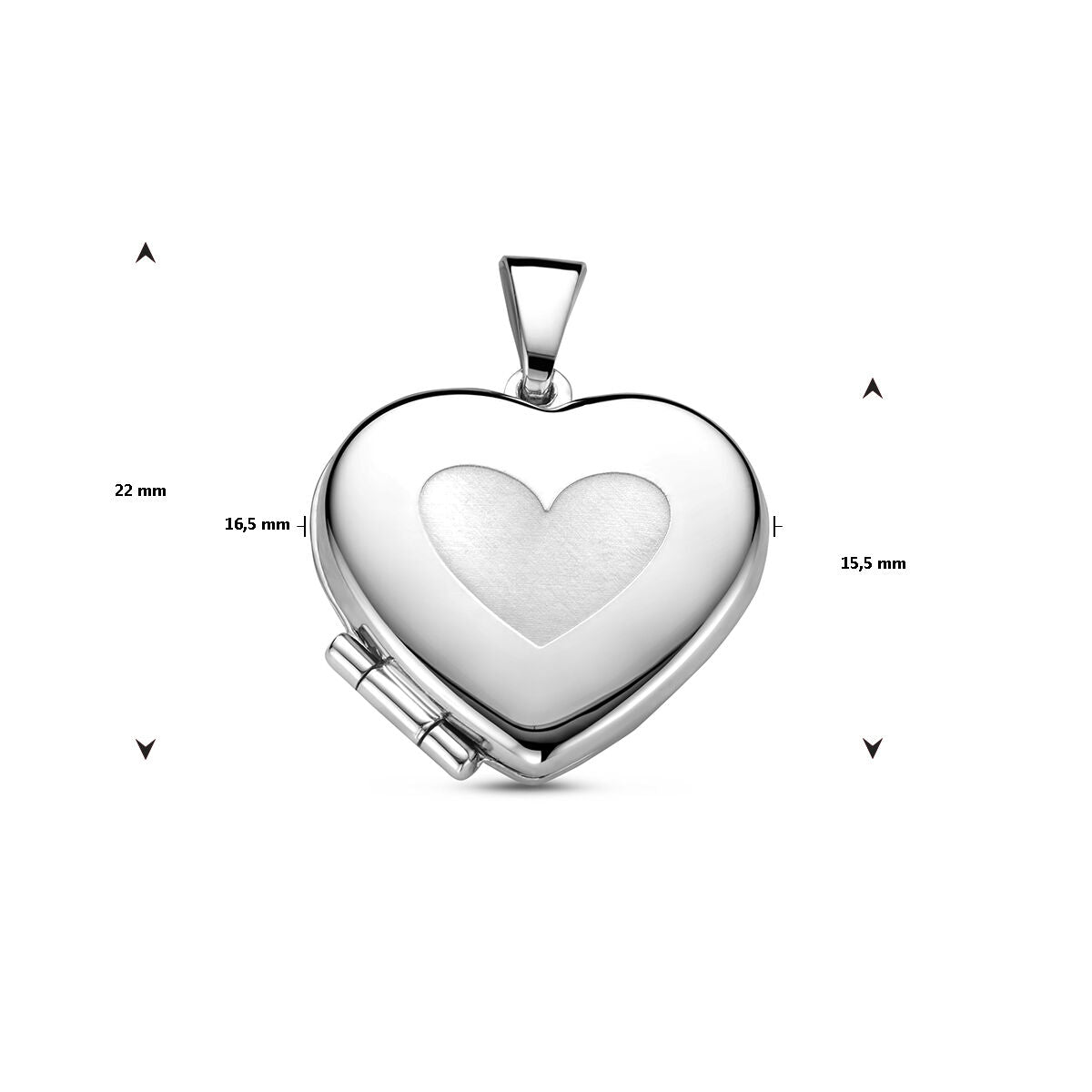 médaillon cœur poli/mat argent rhodié