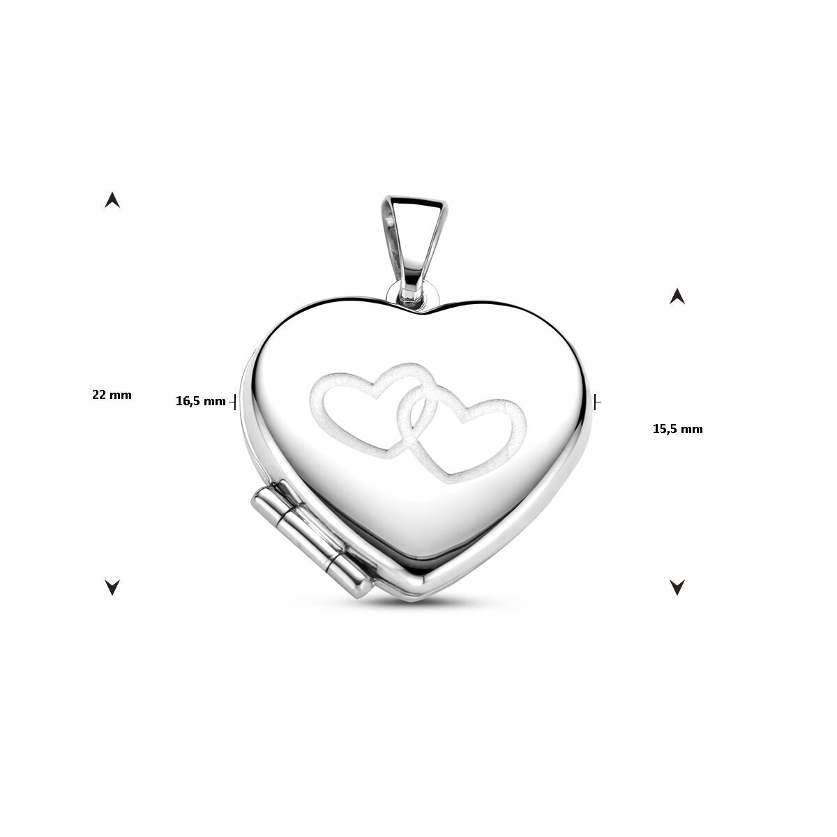 médaillon cœur poli/mat argent rhodié