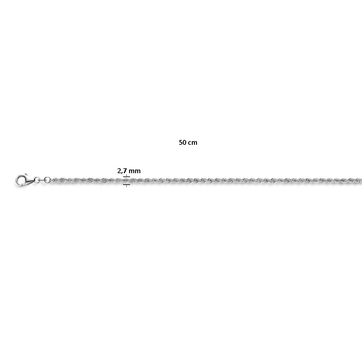 cordon massif 2,7 mm argent rhodié