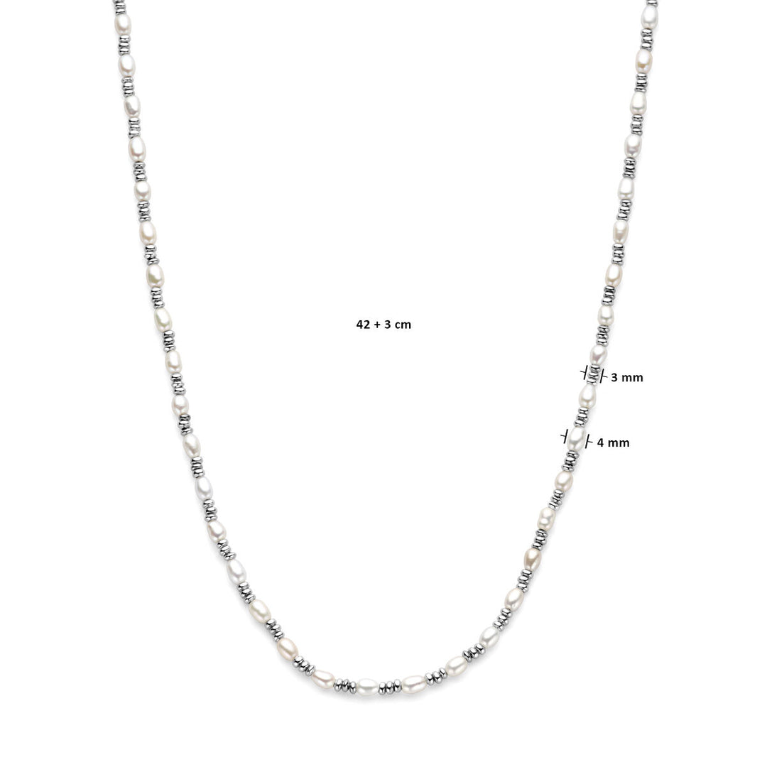 collier parels zilver gerhodineerd