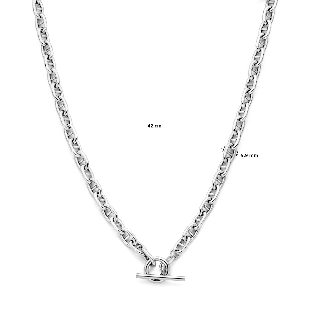 collier marine ronde tube 5,9 mm 42 cm fermoir à vis argent rhodié