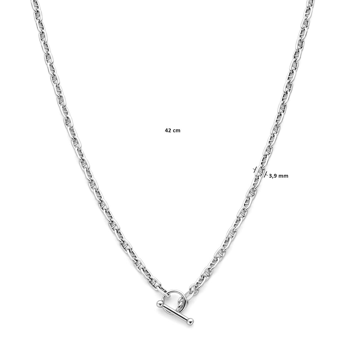 collier marine ronde tube 3,9 mm 42 cm fermoir à vis argent rhodié