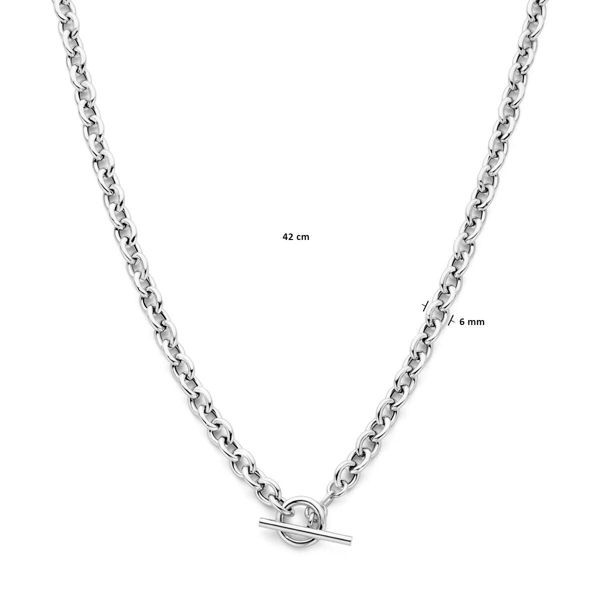 collier 6 mm 42 cm fermoir à vis argent rhodié