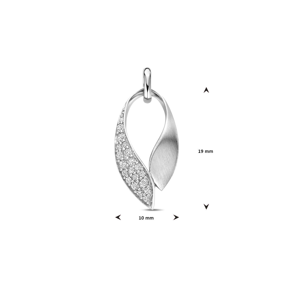 pendentif zircone poli/mat 22 mm argent rhodié