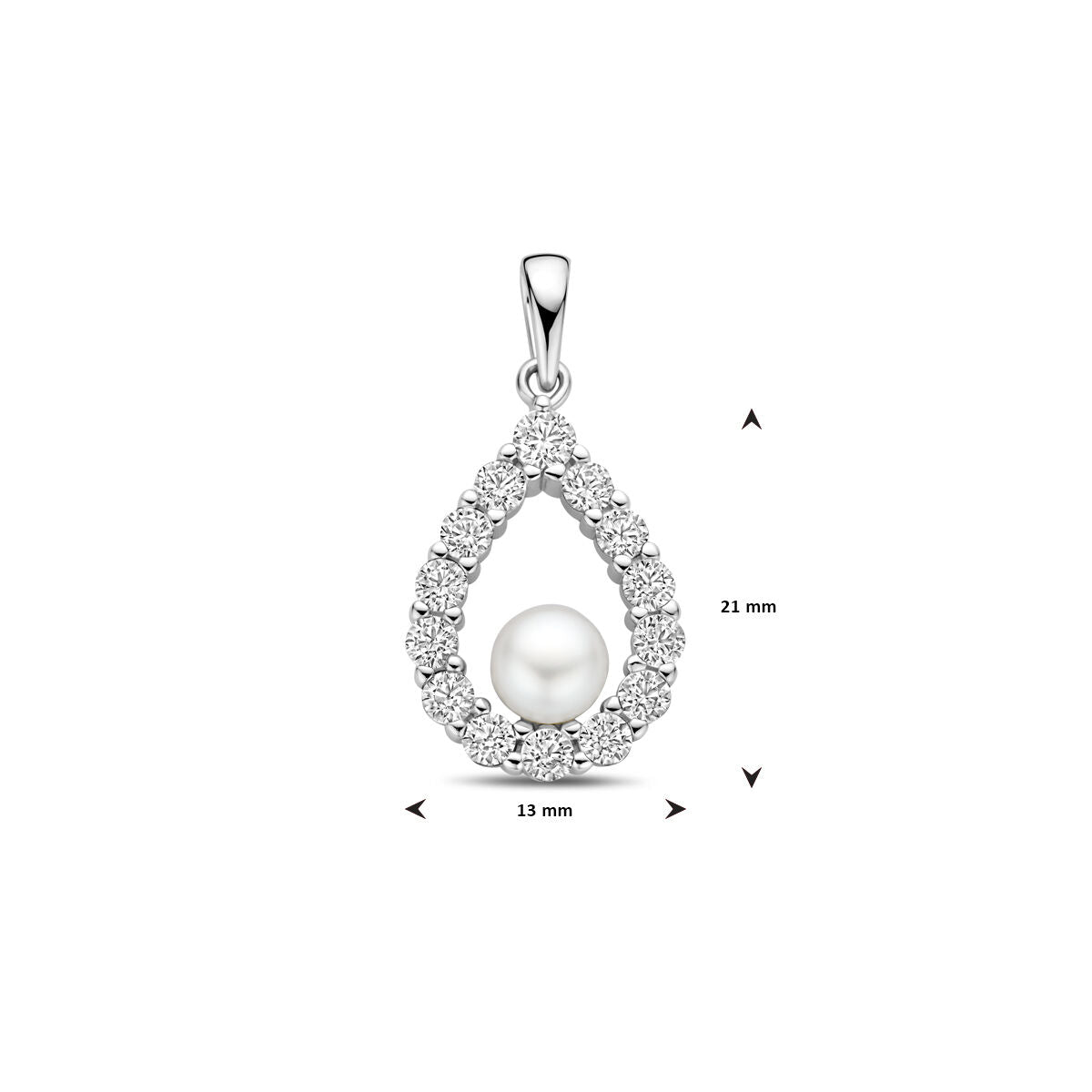 pendentif perle et zircone 26 mm argent rhodié