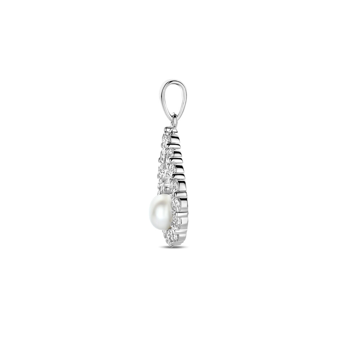 pendentif perle et zircone 26 mm argent rhodié