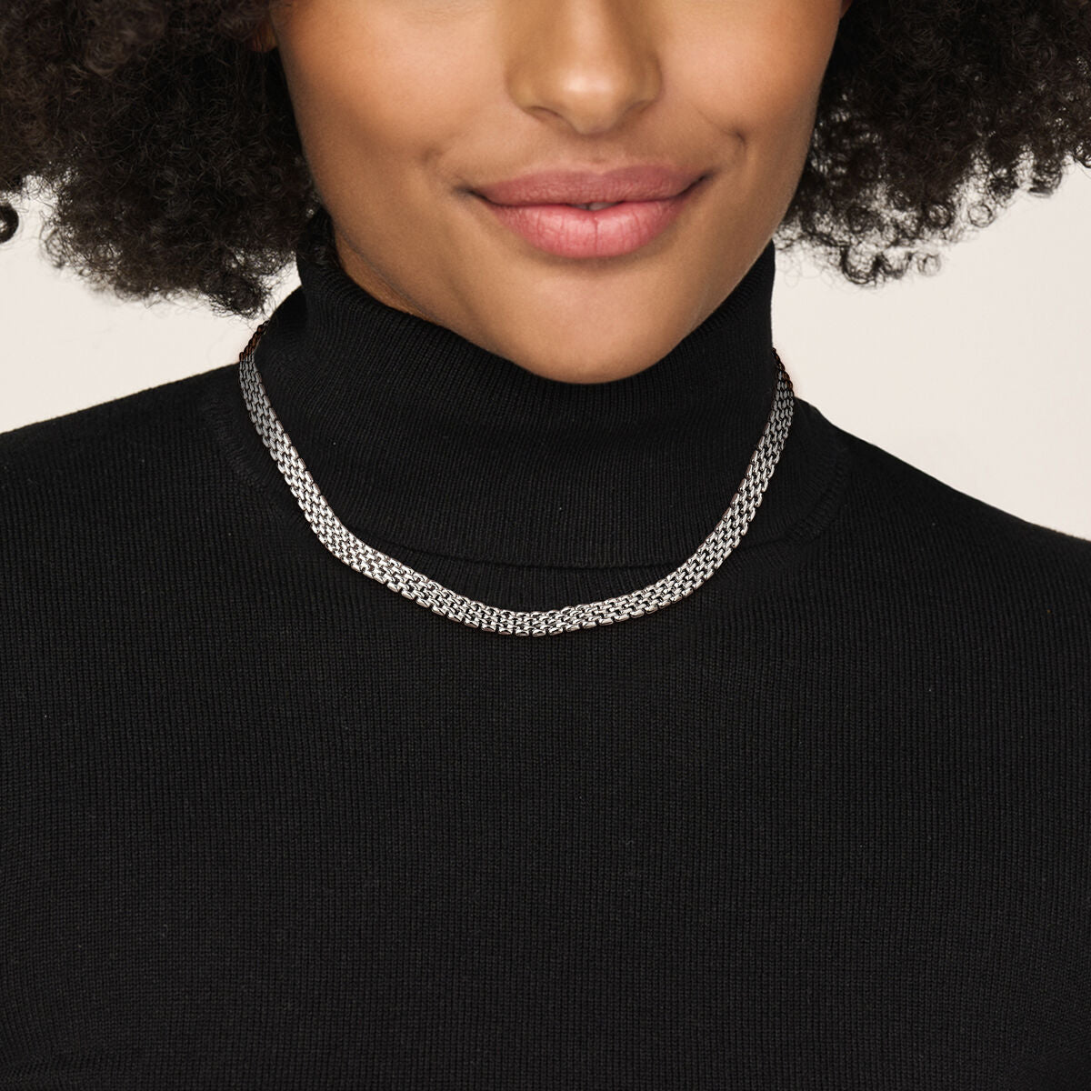 collier panthère 8 mm 43 cm argent rhodié